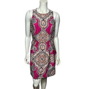 Moulinette Soeurs Fuchsia Paisley Sleeveless Sheath Dress Size 8 Anthropologie